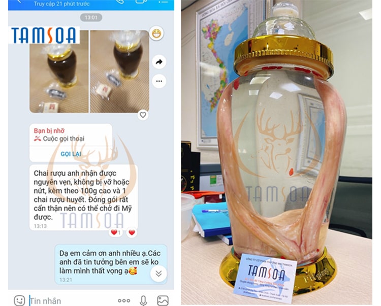 phan hoi cua khach hang khi mua nhung huou tai cong ty tamsoa phản hồi của khách hàng khi mua nhung hươu ngâm rượu tại công ty tamsoa