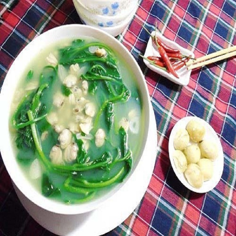 Canh ngao mùng tơi