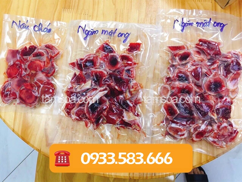 Nhung hươu thái lát sau khi sơ chế