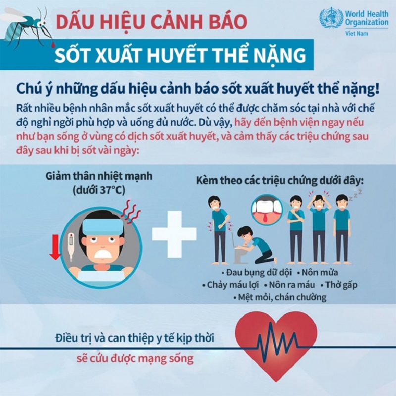 Các dấu hiệu cảnh báo thường xuất hiện từ ngày thứ 3 đến ngày thứ 7 của bệnh