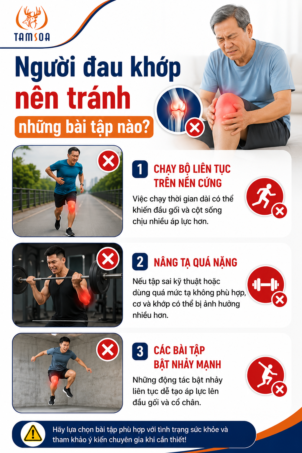Người đau khớp nên tránh những bài tập nào? Người đau khớp nên tránh những bài tập nào?