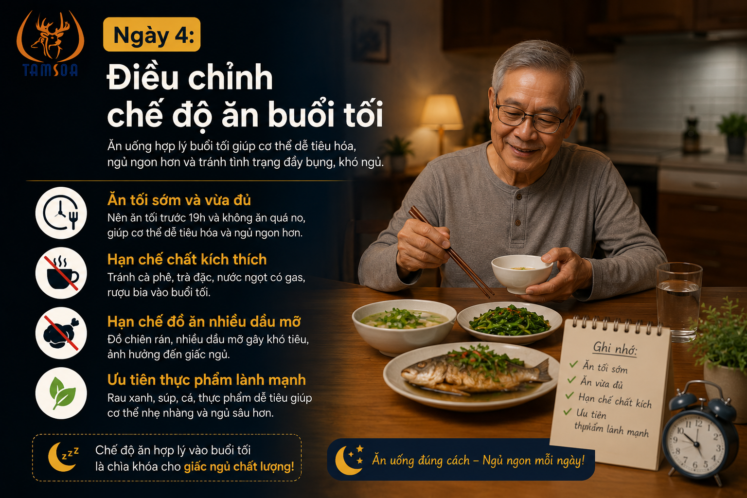 Điều chỉnh chế độ ăn buổi tối