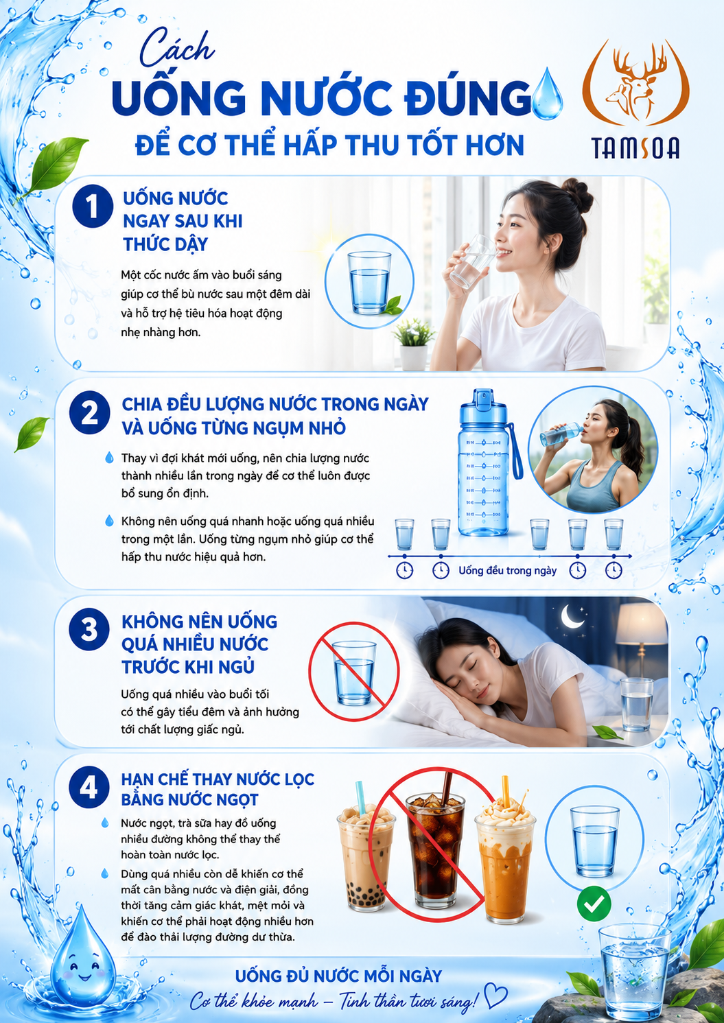 Uống nước đúng để cơ thể hấp thu tốt hơn