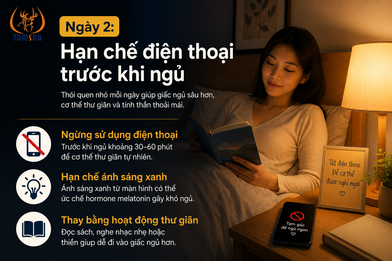 Hạn chế điện thoại trước khi ngủ