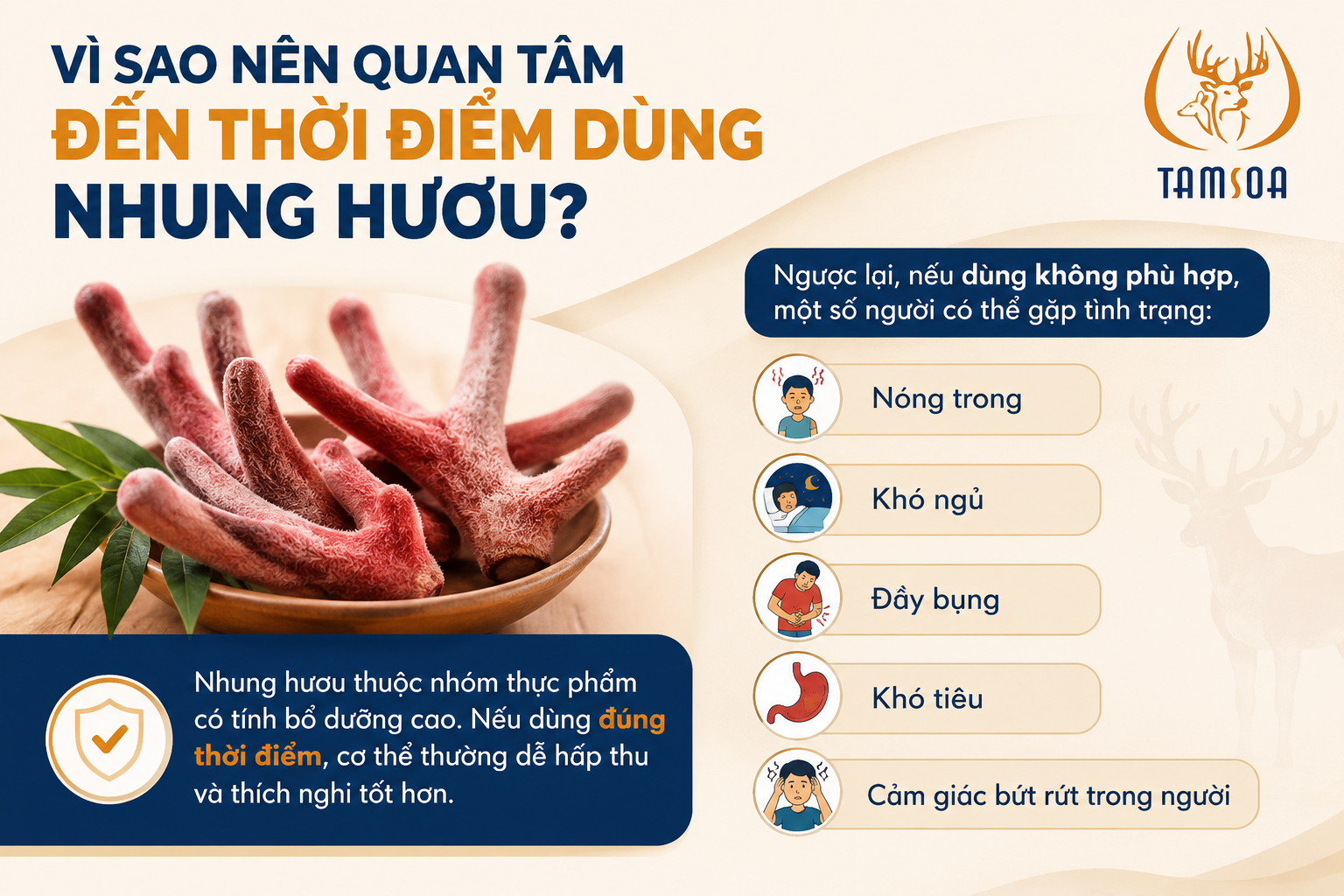 Vì sao nên quan tâm đến thời điểm dùng nhung hươu