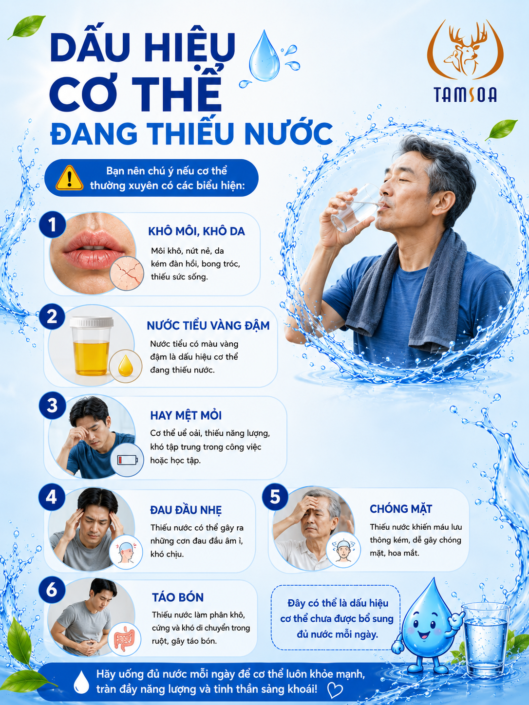 Dấu hiệu cơ thể đang thiếu nước